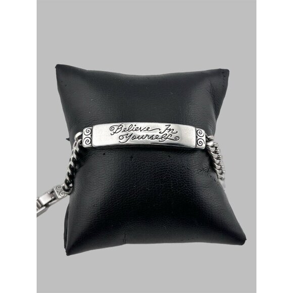 Brighton Jewelry - BRIGHTON I.D "Believe in Yourself " Silver BRACELET 7" Brighton Pouch Included